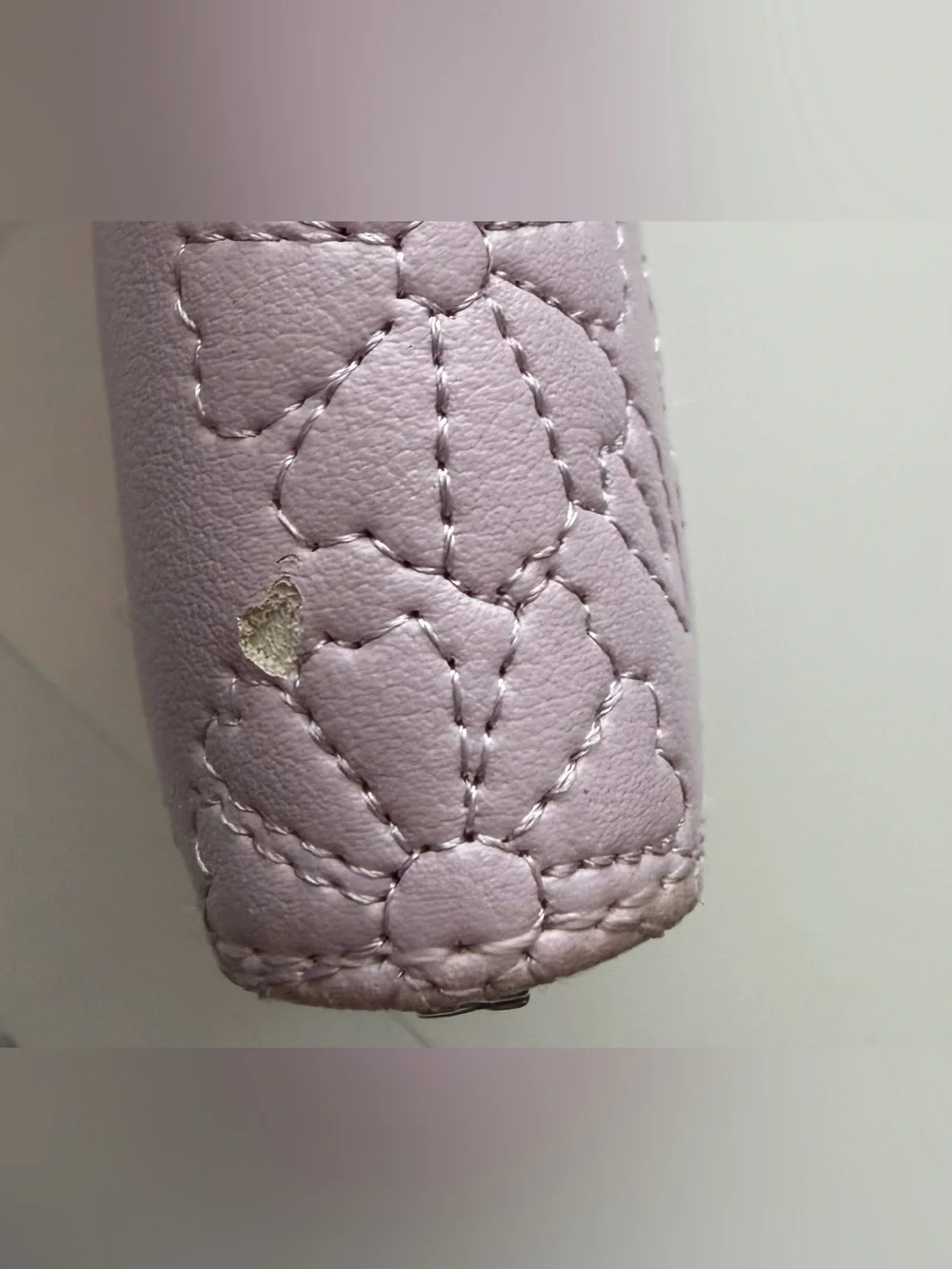 Betsey Johnson Quilted Flower Lilac Purple Zip Around Wallet Wristlet